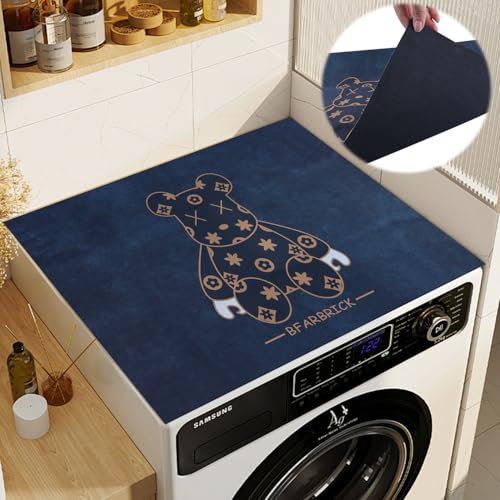 Alfombrilla para Lavadora Cubierta Superior para Lavadora y Secadora 60x60cm Funda Lavadora Carga Superior Washing Machine Antideslizante Protector Funda Lavadorapara el Cocina Lavandería (A)