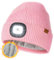 Wmcaps Mütze mit LED Licht, Wintermütze mit Dickem Warmen Futter, Integrierte Beleuchtete Type-C Wiederaufladbare Freisprech-Stirnlampe, Geschenke für Männer Frauen, Rosa