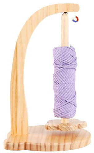 NZZVNZ Wollabwickler, Holz Wollhaspel Rotierender Magnetischer Garnrollenhalter Wollabwickler Wollhalter Rotierender Garnkugelständer für Häkel und Strickzubehör