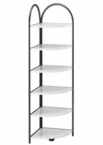 GAOJUNAN Mueble Esquinero Estante Esquinero De 6 Niveles, Estantería Esquinera, Estantería Esquinera para Espacio Pequeño, Dormitorio, Sala De Estar, Cocina Expositor de Pared Organizador(Black)