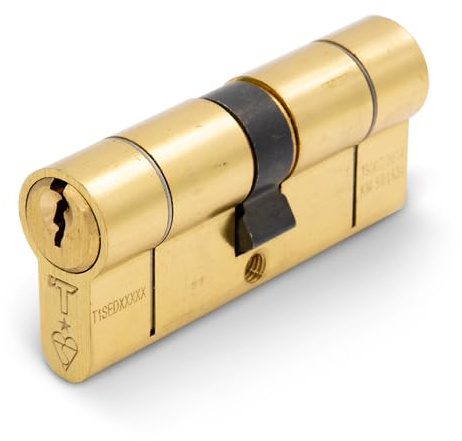 TSS Polished Brass High Security TS007 1 Star Euro Cylinder Lock, British Standard, Insurance Approved Barrel Lock and Key Sets. Supplied with 3 Keys. UPVC Door Locks. Brass (35mm x 40mm (75mm Total))