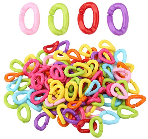 C Clips Hooks Plastic Chain Links Plastic Chain 10x7x2 100pcs Plastic Bird C Clips Hook Chain Links DIY Toys Mixed Color