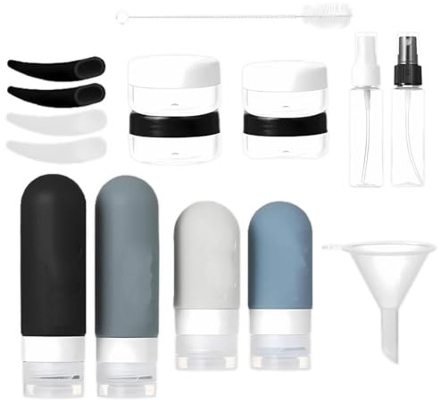 Travel Toiletry Bottles, Transparent Travel Bottles, Travel Containers Kits, Travel Bottle Set, Cosmetic Travel Bottles, 16 Pieces Perfect Travel Size Easy to Refill for Toner Shampoo Lotion Body Wash