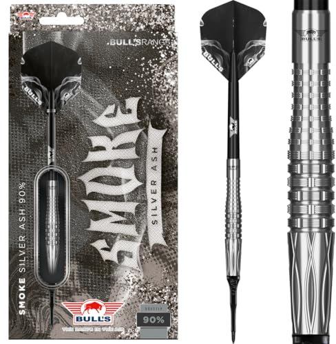 Bull's Smoke 90% Tungsten Softtip Dart - 20g | Gerades Barrel im Silver Ash Design