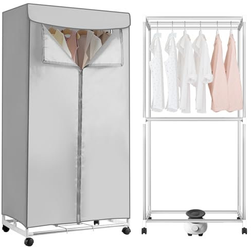 MZBDYYF Secador de Bomba de Calor con Temporizador, Secadora de Ropa eléctrica protable, Ropa de Secado de Aire de Ropa de 1000W, Estante de Secadora de Doble Capa para el hogar |Apartamentos - Gris