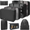 Reise Organizer Set, 8-teilig, Packing Cubes, Kleidertaschen, Packwürfel, Schuhbeutel, Kosmetiktasche (schwarz)