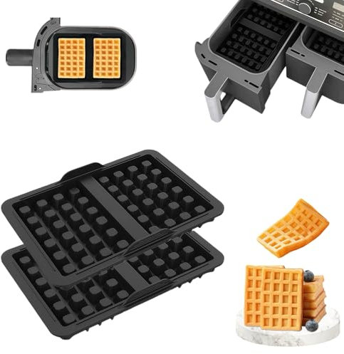 Paquete de 2 moldes de silicona para gofres, compatibles con Ninja AF500DE, AF400EU, AF451EU, SL400EU, AF300EU, accesorios para freidoras de aire, accesorios para gofres belgas