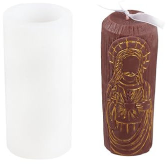 Xidmold Herz Jesu Kerzenform Silikon, Religiöses Jesu Christus Kerzen Silikonform Säule, Kerzen Formen Silikon, Gießform für Kerzen Herstellung, DIY Handwerk (A)