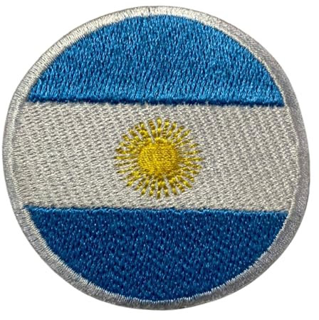 BeBuz - Parche de bandera argentina redondo/redondo de 6 cm, placa de planchado bordada, placa táctica militar para chaquetas, mochilas, sombreros y ropa