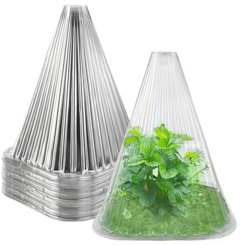 Générique 50 Pièces Cloches de Plantes de Jardin, Couvercle de Cloche en Plastique Transparent pour Plante Mini Serre Chapeaux de Plantes pour Protection Contre Oiseaux, Insectes, Gel ou Intempéries