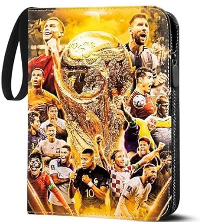 Football Cards Scrapbook, Fußball Karten Sammelalbum für bis zu 900 Karten, Trading Cards Album mit Reißverschluss und Griff, Sammeln und Tauschen Sammelalbum für Kinder und Sammler (900-L)