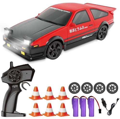 SGZIOO Macchina Telecomandata RC Drift, 1:24 4WD Telecomando Auto, 2.4GHz Mini Auto da Drift Telecomandata con Luce LED, per Adulti e Bambini di Età Superiore agli 6 Anni (Rosso)