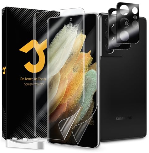 [2+2 Pezzi] Pellicola Protettiva per Samsung Galaxy S21 Ultra, Fotocamera Vetro, Facile Installazione, Anti Graffio, Compatibile ID Impronte Digitali, HD