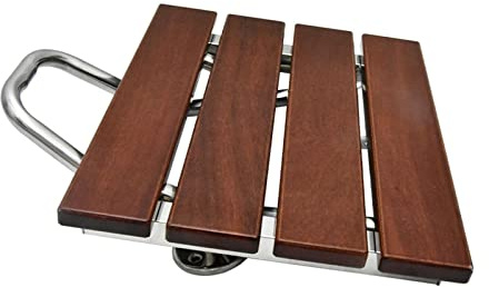 Sedile pieghevole for doccia in legno massello Sedia da parete for doccia da bagno Sgabello da bagno Sedile for doccia fissato al muro for uso domestico (38 * 33,8 cm) Fai da te per principianti