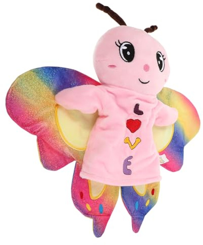 Gogogmee Plüsch Schmetterlings Handpuppe Mit Beweglichem Mund Für Kinder Eltern Kind Interaktion Geschichtenerzählen Und Rollenspiele Geburtstagsgeschenk