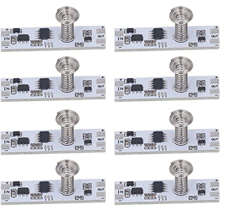Cocoarm Kapazitiver Touch LED Dimmer Schalter Stufenloses Dimmen Modul Panel PWM Steuerung mit Integrierter Schaltungsdesign für Schränke Kleiderkammern DC5-24V 8Stk ABS Material