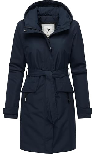 Ragwear Damen wasserdichter leichter Wintermantel warmer Parka mit Bindegürtel und Kapuze Horatia Warm YOUMODO XS-3XL