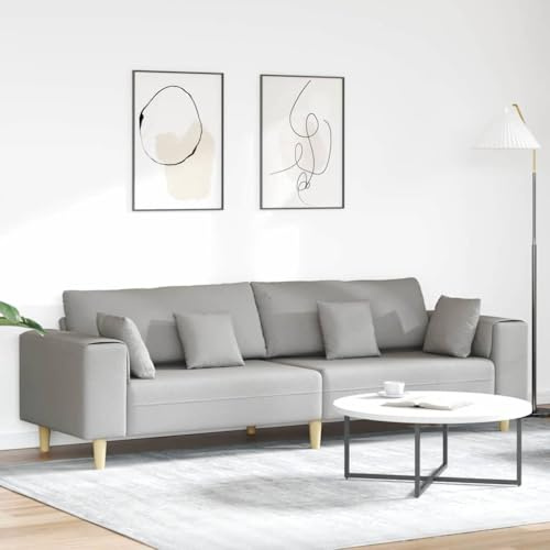 Massbinet Ecksofa mit Schlaffunktion Sofas & Couches, Couch L Form Cauchsofa Wohnzimmer Ecke Sofa Stoffsofa mit Kissen Wolken-Grau 208 cm Stoff
