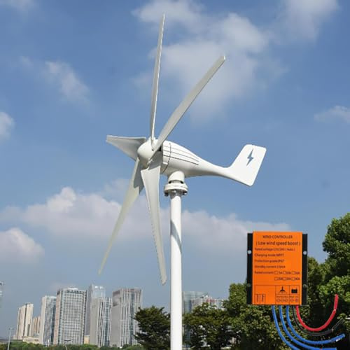 800W Windturbine mit 5 Rotorblättern 12V 24V 48V MPPT-Laderegler für Haus boot (48, Volt)