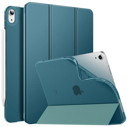 MoKo Coque pour iPad Air 11 Pouces M4/M3/M2 (2026/2025/2024), Bleu-Vert | Translucide Coque Folio Intelligente de Protection Légère avec Dos en TPU Souple avec Réveil/Sommeil Auto Support Touch ID
