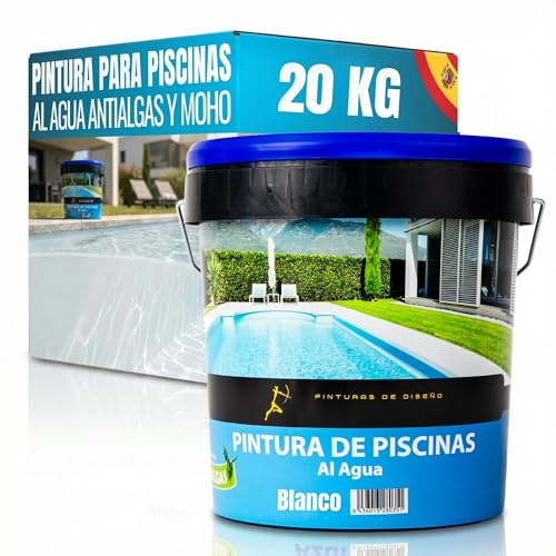 Snappy blue Pintura para Piscinas Al Agua Antialgas BLANCO, 20 LITROS | Alta Resistencia Rayos UV Cemento, Hormigón Secado Rápido Aplicación Sencilla