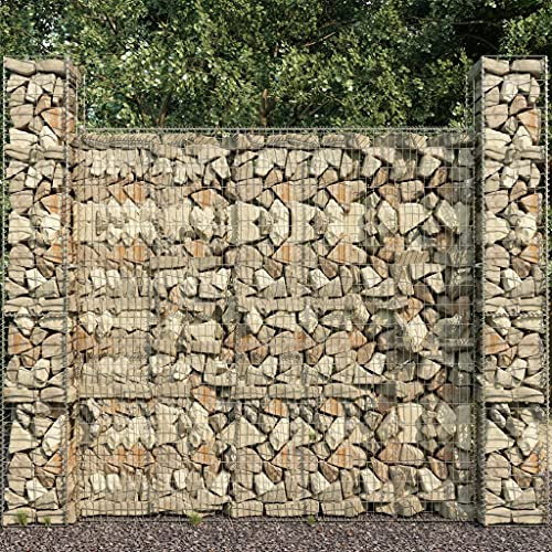 3 Pieces Galvanized Steel Gabion Baskets with Welded Mesh for Retaining Wall and Rust Resistant Landscaping Use