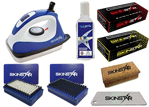 SkinStar Starter Ski Wachs Set, Digital Wachseisen Bürste Hydrocarbonwachs 8-teilig