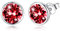 Klassische runde Österreich Kristall Ohrringe, 925 Sterling Silber Ohrstecker, Jubiläum Geburtstag Hochzeitsgeschenke für Frauen, elegante Schmuck Box (rot)