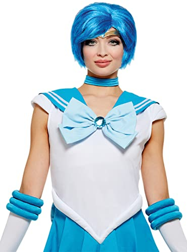 Funidelia | Sailor Merkur Perücke - Sailor Moon 100% OFFIZIELLE für Damen Anime, Cosplay, Usagi Tsukino, Zeichentrickfilm - Farben: Blau, Zubehör für Kostüm - Lustige Kostüme für deine Partys