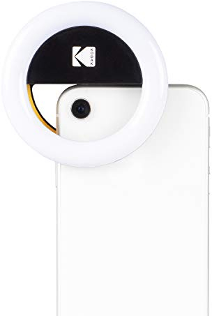 KODAK Smartphone Portrait/Vlogging Light - Ringlicht für bessere Portraitfotografie mit Smartphones (5600K Farbtemperatur, 3 verschiedene Helligkeitsstufen, Funktioniert mit der Front- und Rückkamera)