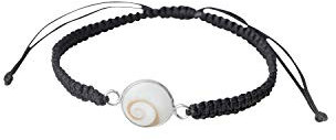 Damen-Armband aus Silber, Makramee, Farben Schwarz, Grün, Rosa, Beige, mit Naturstein, Heilige Lucia, verstellbar, mit Shivas Auge, Sterling-Silber Makramee Stein der Heiligen Lucia, Auge von Shiva