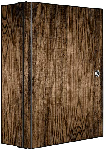 banjado® XXL Medizinschrank abschliessbar mit Motiv Maserung Dunkel 35x46x15cm - großer Arzneischrank/Medikamentenschrank aus Metall zur Medikamenten Aufbewahrung - Apothekerschrank mit 3 Schlüsseln