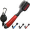 FINGER TEN Golf Club Cleaner Brush Oversized Brush Head Double Sided Brush with Spike for Cleaning Club Groove Retractable Zip-Line Clip Easy to Use (Red-Wiithout Matnetic Clip)