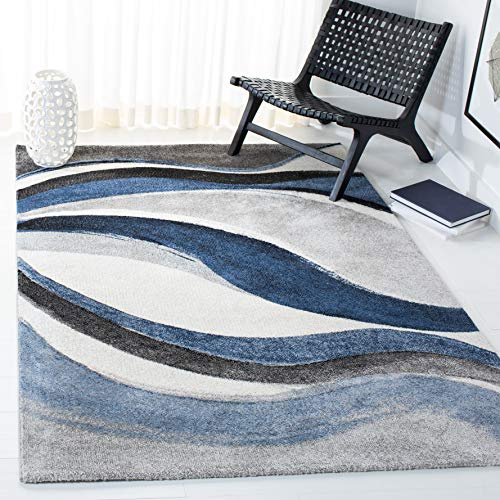 SAFAVIEH Area Rug 8x10 - Hollywood Collection - Large - Grey & Blue, Mid-Century Modern Design, Non-Shedding & Easy Cleaning, Ideal for Living Room, Bedroom, Office, Dining Space (HLW766F)