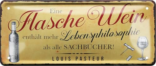 schilderkreis24 Blechschild Wein-Sprüche – Deko für Küche, Hausbar & Vinothek: (Eine Flasche Wein enthält)