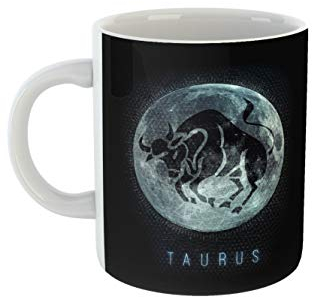 clothinx Sternzeichen Stier Tasse mit Mond | Astrologisch Geburtstag und Geburt April - Mai | Liebevoll gestaltetes Tierkreiszeichen Motiv