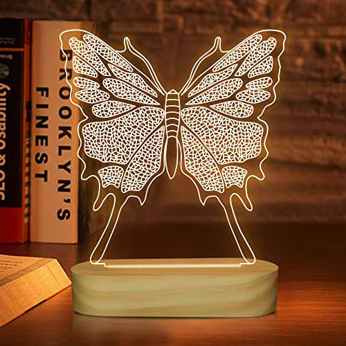 Attivolife Schmetterlings Nachtlicht 3D LED Tischlampe mit Warmer Farbillusion Optische Tisch Schreibtischlampe, Beste Ausgefallene Raumdekoration Geburtstag Weihnachten Geschenke für Mädchen Kinder