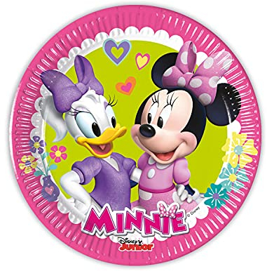 Procos Lot de 8 assiettes Minnie Happy Helpers 93491-20 cm - En papier mélangé FSC® - Pour fête d'anniversaire d'enfant