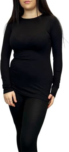 LUXFAB Ladies Long Sleeve T-Shirt Top Womens Size 8-26 Black