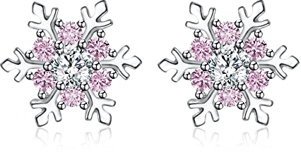 EVER FAITH Schneeflocke Ohrstecker für Damen Mädchen, 925 Sterling Silber klarer kubischer Zirkonia Winter Snowflake Ohrringe