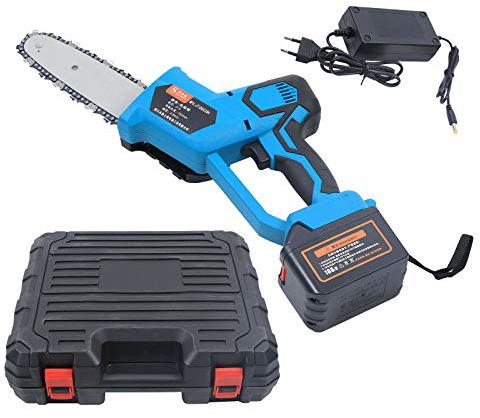 RibasuBB Akku-Kettensäge, 8'' Elektrische Kettensäge mit Sägeblatt Astsäge Baumsäge 300W Handkettensäge mit 1 Akku Und Ladegerät Baumsäge