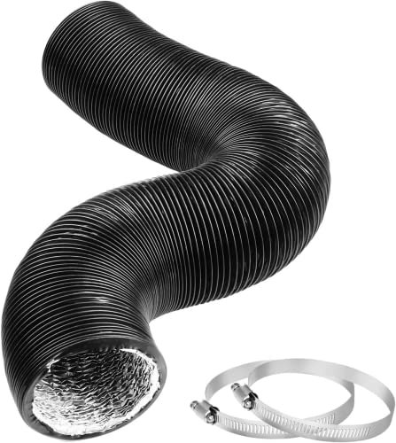 YIJUHOU Manguera de ventilación para secadora de 4 pulgadas, conducto de aire flexible para secadora de ropa, tienda de cultivo, ventilador de escape, con 2 abrazaderas (negro)