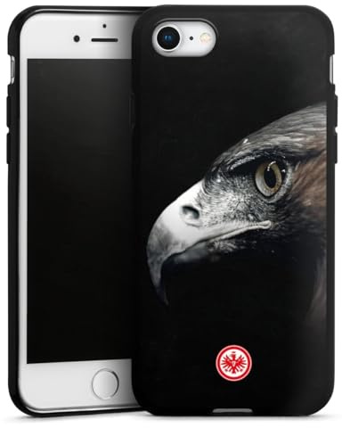 Silikon Hülle kompatibel mit Apple iPhone 7 Case schwarz Handyhülle Eintracht Frankfurt Offizielles Lizenzprodukt Europameisterschaft