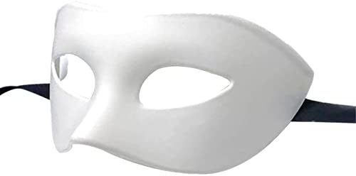 LECMACY Masque de mascarade homme femme fête romaine grecque vénitienne Mardi Gras, demi visage yeux masques style grec mythologique, adapté pour Halloween Noël Mardi Gras Party, taille unique, blanc