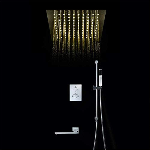 SENNIAN Shower Faucet Remote Control LED30*30cm Canopy Top Spray Shower System Lifting Rod Thermostatic Shower Set