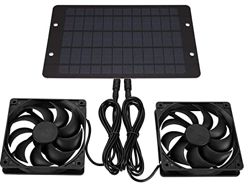 Solar Exhaust Fan Ventilation Fan Exhaust Fan Waterproof Solar Powered Dual Fan Air Extractor For Greenhouse Pet Dog Chicken House Cooling