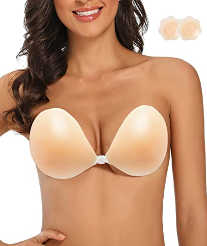 CheChury Klebe BH Trägerloser Rückenfrei Silikon Unsichtbare Push Up BH Invisible Bras für rückenfreies Abendkleid Ballkleid Brautkleid Wiederverwendbare Haut Freundlich Bequem