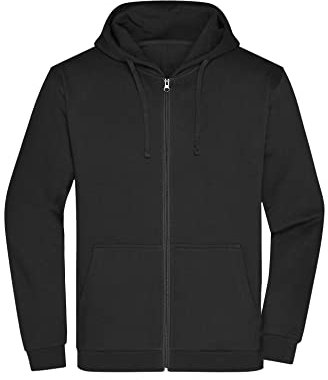 James & Nicholson Herren Basic Kapuzen-Sweatjacke - Klassische Sweatjacke mit Kapuze und Kordelzug | Farbe: black | Grösse: XL