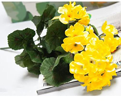 AIDNTBEO Künstliche Geranie Gelb Blumen 5 Bündel Pflanze Künstliche Pflanzen Künstliche Blume für Außen Innen Garten