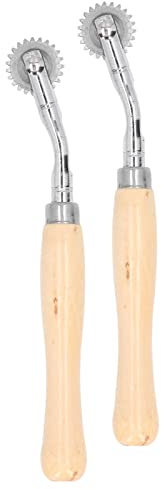 Alvinlite 2 Pcs Schnittmusterrädchen mit Holzgriff, Kopierrädchen Markierrädchen Schneiderrädchen Schnittmusterrad für Leder Kanten, Nahtroller Nähen, Verfolgungsrad Nähen Werkzeug